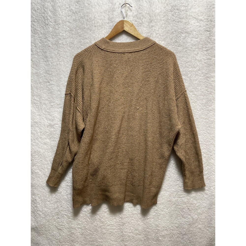 Aerie Cozy Knit Sweater Women's Size XS Brown Minimalist Long Sleeve Crew Neck - Picture 7 of 7